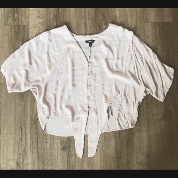 Express Dolman Sleeved Cropped Knot Tie Front Women's Top Size Small (EUC) - Picture 3 of 7